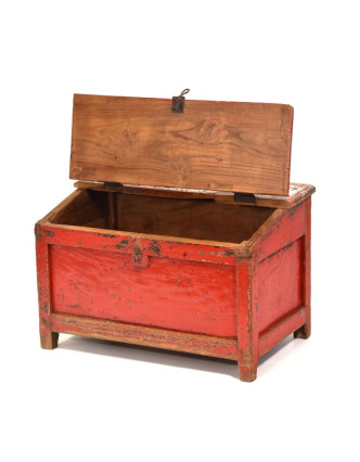 Starý kupecký stolek z teakového dřeva, 60x37x39cm
