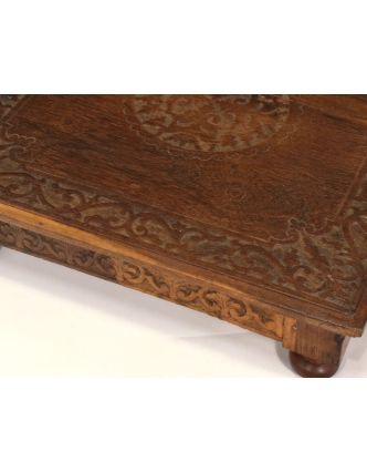 Čajový stolek z teakového dřeva, ručně vyřezávaný, 45x45x11cm