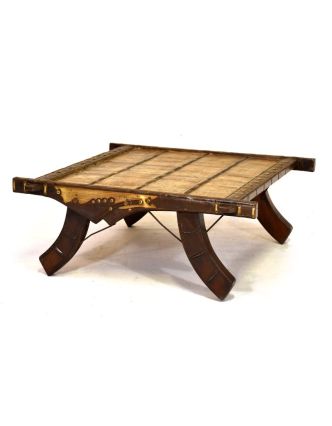 Konferenční stolek vyrobený ze starého povozu, teak, 100x100x40cm