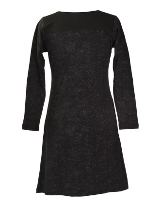 Krátké šaty s dlouhým rukávem, černé, potisk mandal