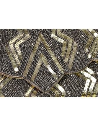Stříbrné psaníčko-kabelka bohatě vyšívaná korálky a flitry, řetízek, 29x17cm
