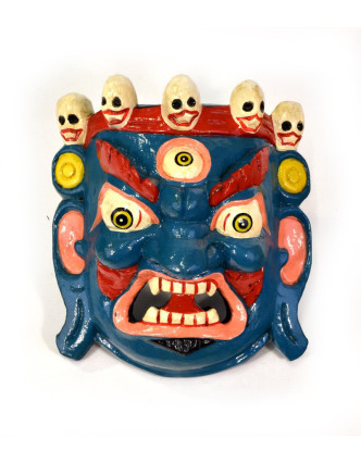Dřevěná maska, Bhairab, ručně malovaný, 17x20cm