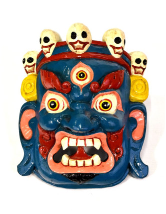 Dřevěná maska, Bhairab, ručně malovaný, 22x29cm
