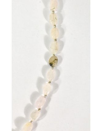 Zapínací náhrdelník s korálky z black hair, postříbřený (10µm), 44cm