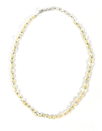 Zapínací náhrdelník s korálky z citrínu, postříbřený (10µm), 44cm