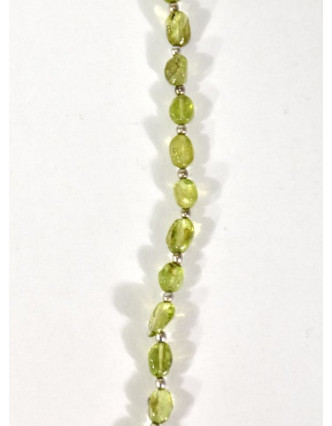 Zapínací náhrdelník s korálky z peridotu, postříbřený (10µm), 44cm