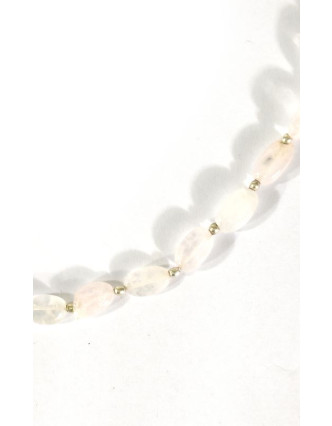 Zapínací náhrdelník s korálky z růženínu, postříbřený (10µm), 44cm