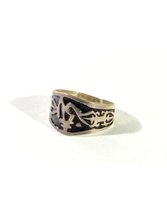 Silný stříbrný prsten s černým reliéfem, AG 925/1000