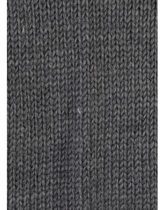 Pánský vlněný svetr, přírodní černá, fleecová podšívka, zapínání na zip, kapsy