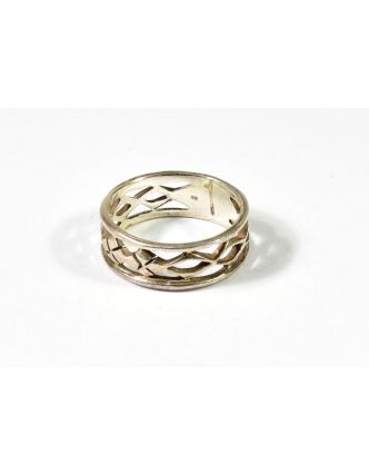 Stříbrný prsten s ornamentem, AG 925/1000, Nepál