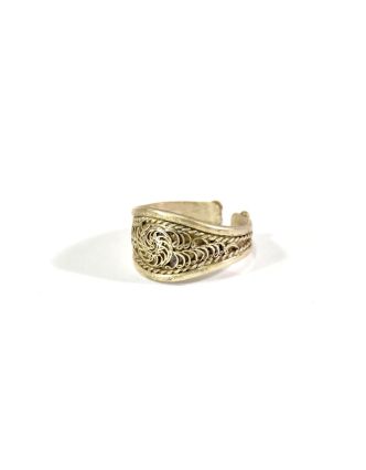Velký stříbrný prsten s ornamentem, nastavitelná velikost, AG 925/1000, Nepál