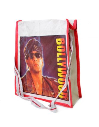 Plátěná taška přes rameno s barevným tiskem Bollywood, 30x35x12cm