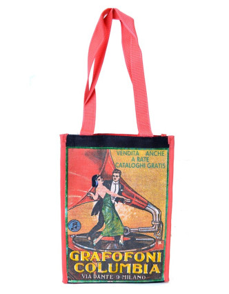 Plátěná taška přes rameno s barevným tiskem Grafofoni , 23x31x14cm