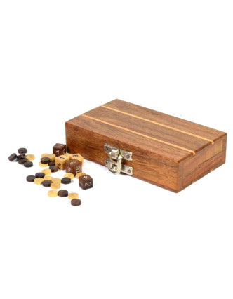 Dřevěný Backgammon na cesty, 15x10x3,5cm