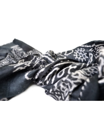 Šátek - bavlna, mantra, černý, 130x62cm