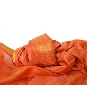 Šátek - polyester, sárí, tm. oranžový, 186x53cm