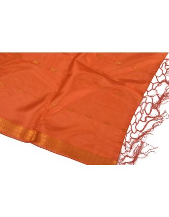 Šátek - polyester, sárí, tm. oranžový, 186x53cm