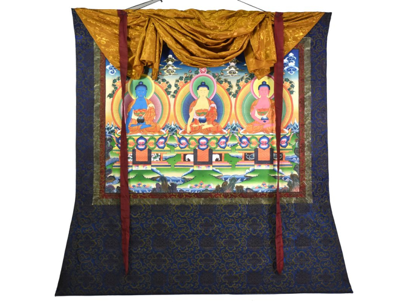 Thangka, Rantnasambhava, Akšóbhja, Amithába, 105x79cm