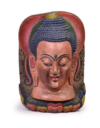 Dřevěná maska, Budhova hlava, 70cm
