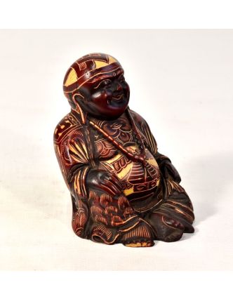 Soška smějící se Buddha, ručně vyřezávaný, pryskyřice, 10cm