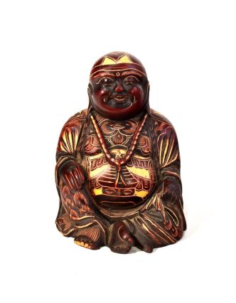 Soška smějící se Buddha, ručně vyřezávaný, pryskyřice, 10cm