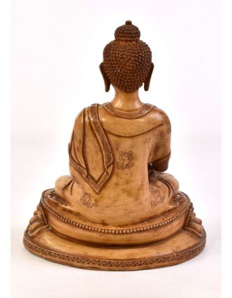 Buddha Šakjamuni, řučně vyřezávaný, pryskyřice, 32cm