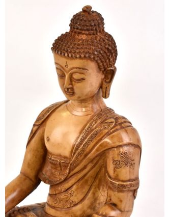Buddha Šakjamuni, řučně vyřezávaný, pryskyřice, 32cm