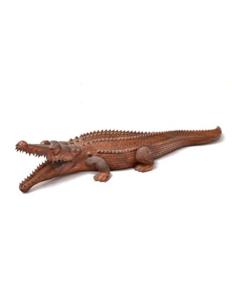 Krokodýl ručně vyřezaný ze suarového dřeva, 200x60x33cm