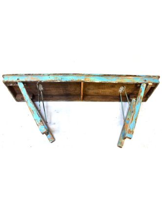 Skládací stůl z teakového dřeva, tyrkysovo-zelená patina, 181x44x78cm