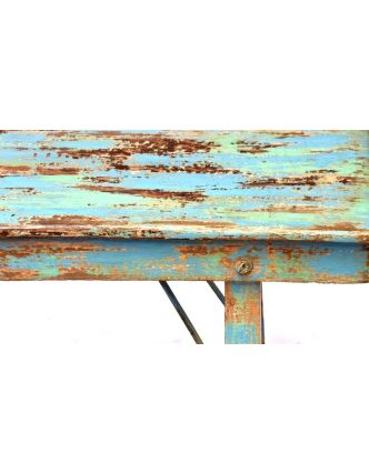 Skládací stůl z teakového dřeva, tyrkysovo-zelená patina, 181x44x78cm