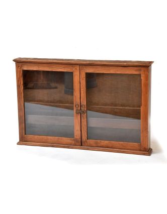 Prosklená skříňka z antik teakového dřeva, 94x11x60cm