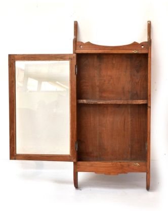 Prosklená skříňka z antik teakového dřeva, 41x10x90cm
