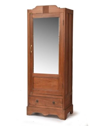 Šatní skříň se zrcadlem vyrobená z teakového dřeva, 66x42x180cm