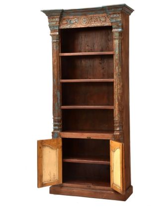 Knihovna vyrobená ze starého portálu, teakové a mangové dřevo, 105x49x229cm