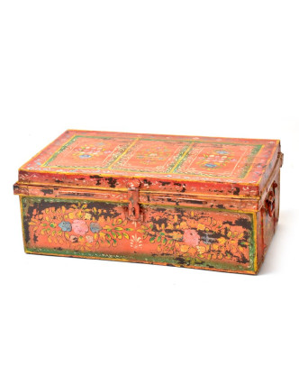 Plechový kufr, ručně malovaný, 77x45x30cm