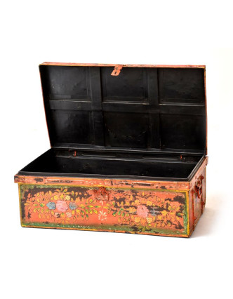 Plechový kufr, ručně malovaný, 77x45x30cm