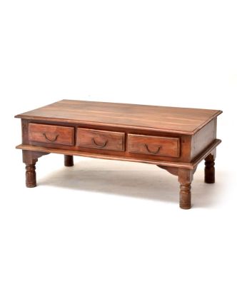 Konferenční stolek z akáciového dřeva, šuplíky z obou stran, 110x60x45cm