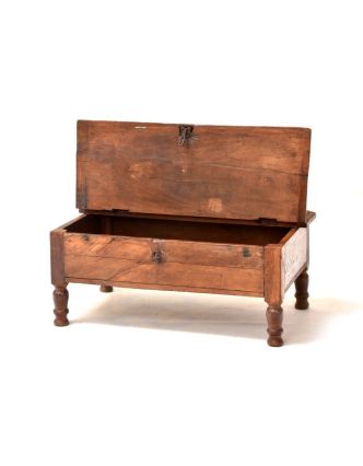 Starý kupecký stolek z teakového dřeva, 71x42x30cm
