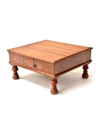 Starý kupecký stolek z teakového dřeva, 68x60x34cm