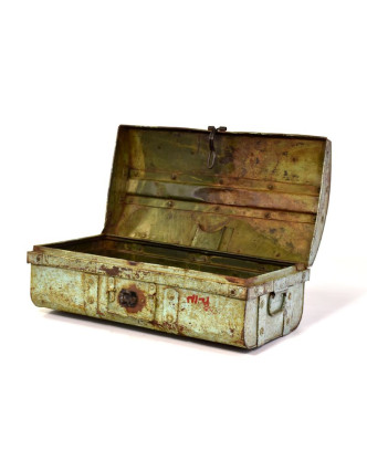 Plechový kufr, tyrkysový, 58x30x22cm