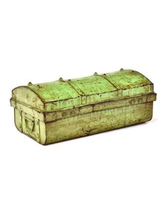 Plechový kufr, zelený, 50x28x20cm
