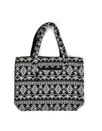 Velká taška, černo-bílá Aztec design, 2 malé vnitřní kapsy, zip, 51x39cm + 29cm