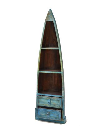 Knihovna z mangového dřeva, ve tvaru lodi, 55x35x190cm