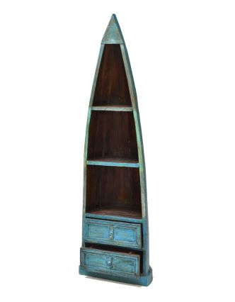 Knihovna z mangového dřeva, ve tvaru lodi, 55x35x190cm
