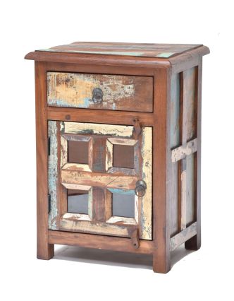 Noční stolek v "GOA" stylu z teakového dřeva, 45x33x60cm