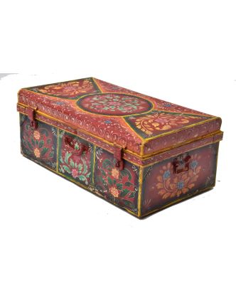Plechový kufr, ručně malovaný, 77x44x30cm