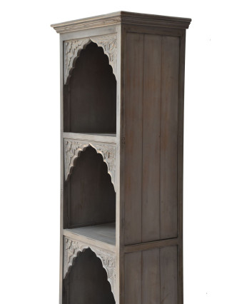 Knihovna z mangového dřeva, ruční řezby, 50x40x180cm