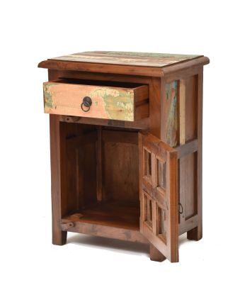 Noční stolek v "GOA" stylu z teakového dřeva, 45x33x60cm