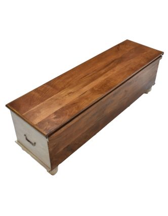 Dřevěná truhla z mangového dřeva zdobená ruční řezbou, 150x43x45cm