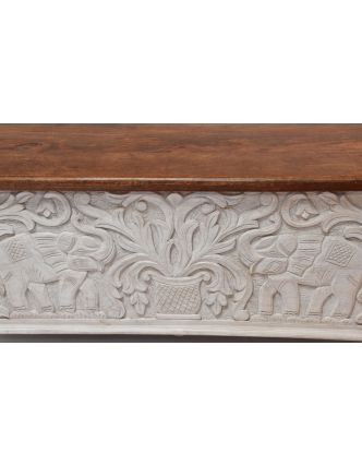 Truhla z mangového dřeva, zdobená ručními řezbami, 118x43x45cm